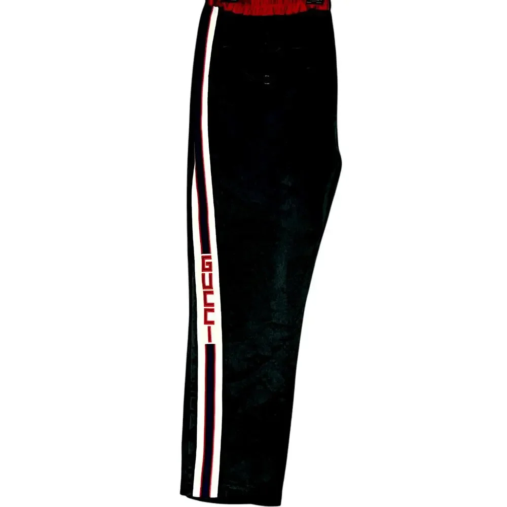 Gucci 2018 SS Black Acetate Black Red Sweat Track Athletic Pants EU 44 US XS